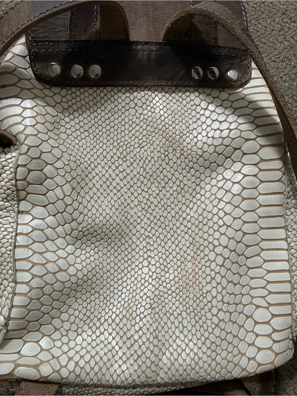 Freebird by Steven Brett Mini Backpack Leather Cream Snake Print - Picture 10 of 16